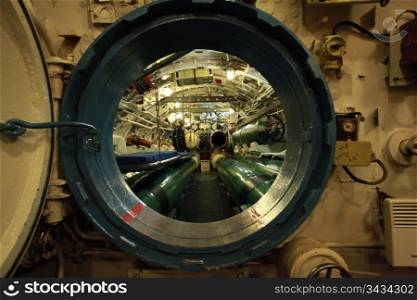 torpedo compartment on board the Russian submarine