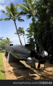 Torpedo sculpture in a park, Pearl Harbor, Honolulu, Oahu, Hawaii Islands, USA