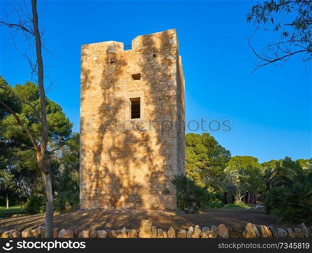 Torre de la Sal vigia tower in Cabanes of Castellon in Spain