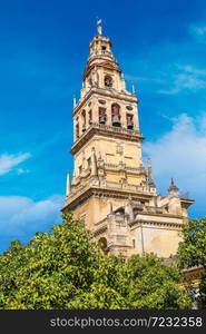 Torre del Alminar Bell Tower in Cordoba in a beautiful summer day, Spain