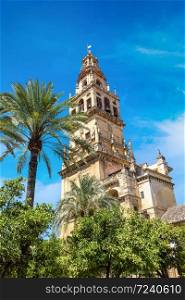 Torre del Alminar Bell Tower in Cordoba in a beautiful summer day, Spain
