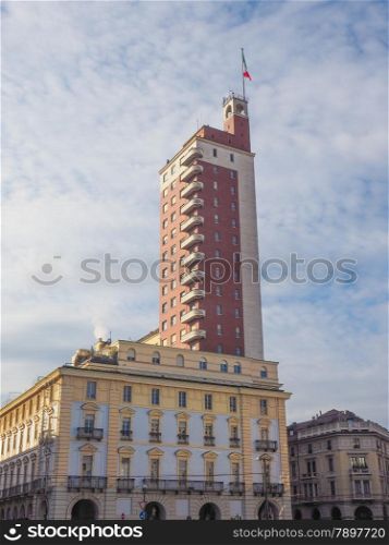 Torre Littoria Turin. Torre Littoria skyscraper in Piazza Castello Turin Italy