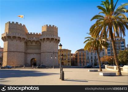 Torres de Serrano towers in Valencia old city door at spain