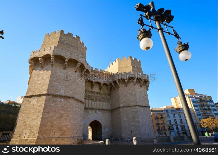 Torres de Serrano towers in Valencia old city door at spain