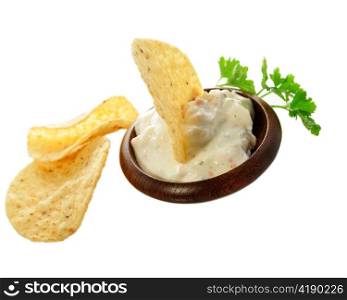 tortilla chips on a white background
