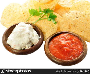 tortilla chips on a white background