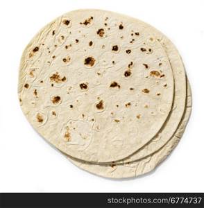 tortilla on white background with clipping path
