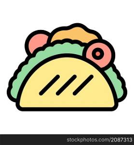 Tortilla taco icon. Outline tortilla taco vector icon color flat isolated. Tortilla taco icon color outline vector