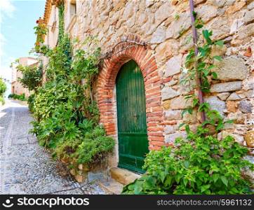 Tossa de Mar old town Vila Vella in Costa Brava of Catalonia masonry stone