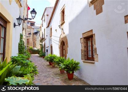 Tossa de Mar old town Vila Vella in Costa Brava of Catalonia whitewashed white facades