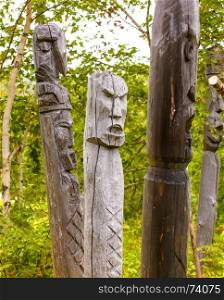 totem poles of the aborigines of Kamchatka: Itel'men and Koryak