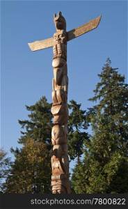 Totem shaped in Stanley park, BC Canada