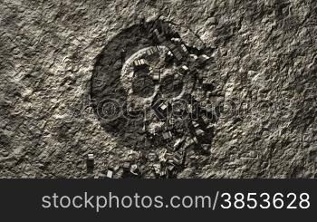 totenkopf - symbol auf steinhintergrund