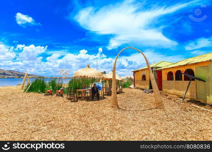 Totora boat on the Titicaca lake near Puno, Peru&#xA;&#xA;