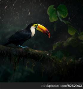 Toucan natural background. Illustration Generative AI 