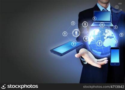 Touch screen computer device. Modern wireless technology illustration with a computer device