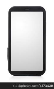 touch screen phone with grey display, cut out from white. Screen is cut with clipping path