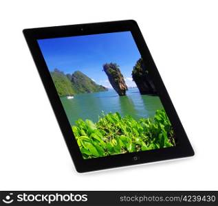 Touch screen tablet computer with blank screen Isolated on white