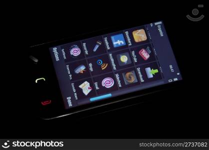 Touchscreen smartphone in dark