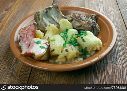 Touffaye - traditional dish in southern Belgium.made out of potatoes, smoked pork, bacon