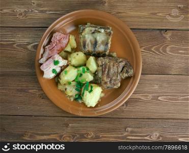 Touffaye - traditional dish in southern Belgium.made out of potatoes, smoked pork, bacon