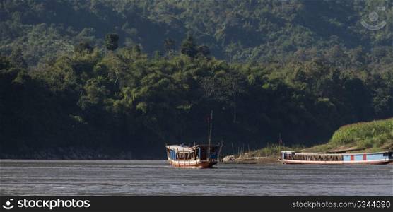 Tourboat in River Mekong, Laos