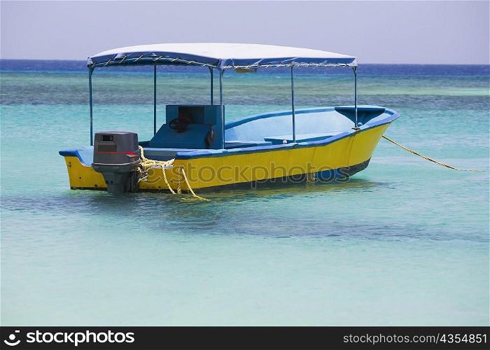 Tourboat in the sea, West Bay Beach, Roatan, Bay Islands, Honduras
