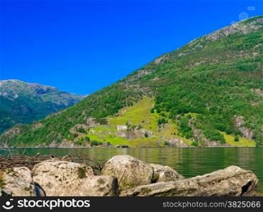Tourism vacation and travel. Landscape and fjord in Norway, Scandinavia.