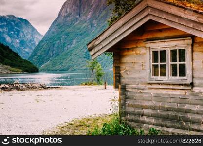 Tourism vacation and travel. Mountains landscape and fjord in Norway Scandinavia Europe. Beautiful nature. Mountains landscape and fjord in Norway
