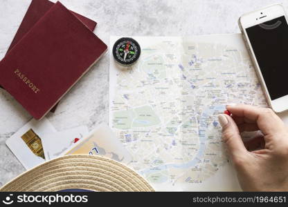 tourist choosing place map. High resolution photo. tourist choosing place map. High quality photo