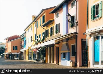 Tourist district of the old provincial town of Caorle in Italy on the Adriatic coast