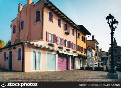 Tourist district of the old provincial town of Caorle in Italy on the Adriatic coast
