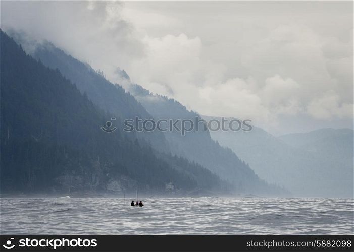 Tourist fishing in the Pacific Ocean, Skeena-Queen Charlotte Regional District, Haida Gwaii, Graham Island, British Columbia, Canada