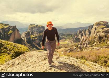Tourist in Meteora, Greece