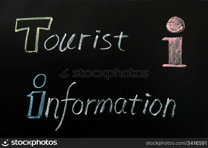 Tourist information written with chalk on a blackboard