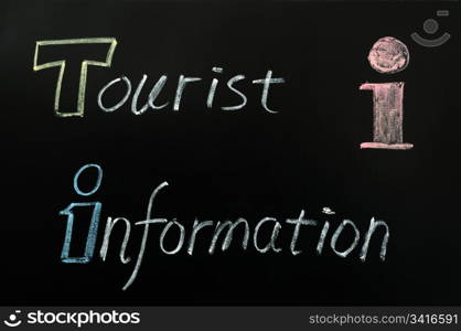 Tourist information written with chalk on a blackboard