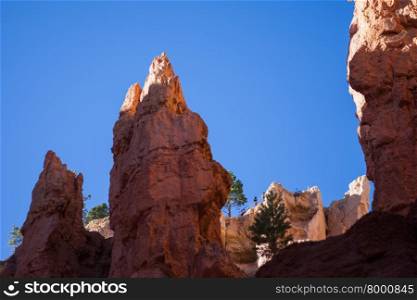 Tourist outlook point and railing in Bryce Canyon, Utah