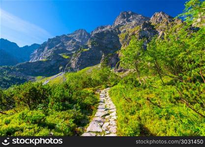 tourist path around Lake Morskie Oko in the Tatra Mountains