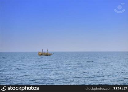 tourist pirate boat ship sail on sea ocean