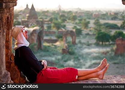 Tourist resting in Bagan ,Myanmar