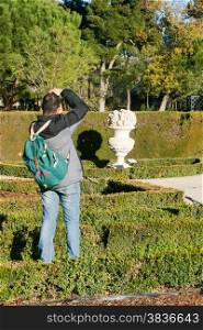 Tourist snaps a photo in Madrid