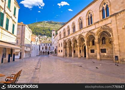 Tourist stone street in Dubrovnik morning view, Dalmatia region of Croatia