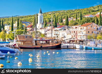 Tourist town of Selce waterfront and harbor view, Crikvenica riviera in Croatia