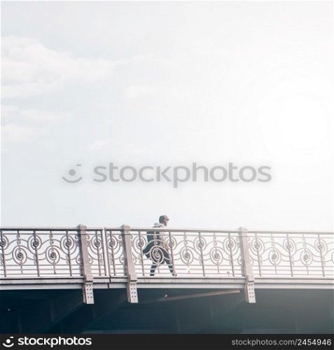 tourist walking on the bridge in Bilbao city, Spain, travel destinations