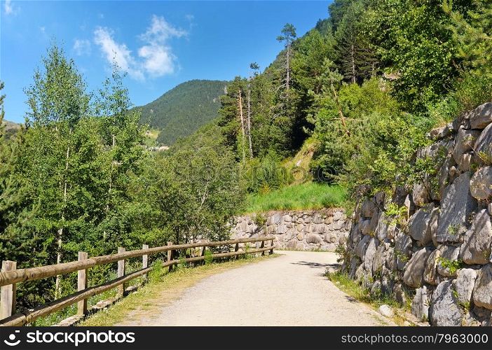Tourist walking trail in the mountains