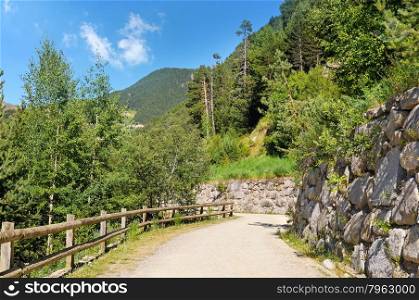 Tourist walking trail in the mountains
