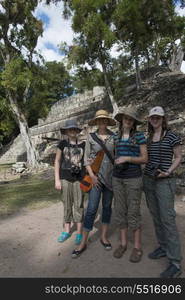 Tourists at an archaeological site, Copan, Copan Ruinas, Copan Department, Honduras