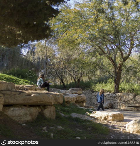 Tourists at Ben Gurion burial site, Ben Gurion Memorial, Sde Boker, Israel