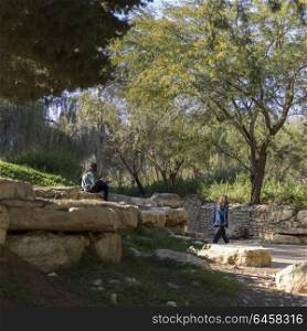 Tourists at Ben Gurion burial site, Ben Gurion Memorial, Sde Boker, Israel