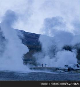 Tourists at El Tatio geyser, San Pedro de Atacama, El Loa Province, Antofagasta Region, Chile